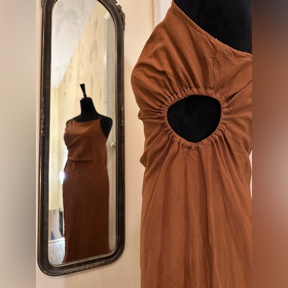 ZARA Linen Blend Cut Out Dress - Picture 6 of 6